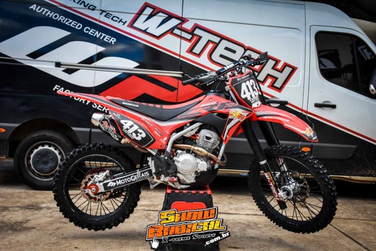 Suspensões W-Tech para CRF 250F, instalamos na moto do site