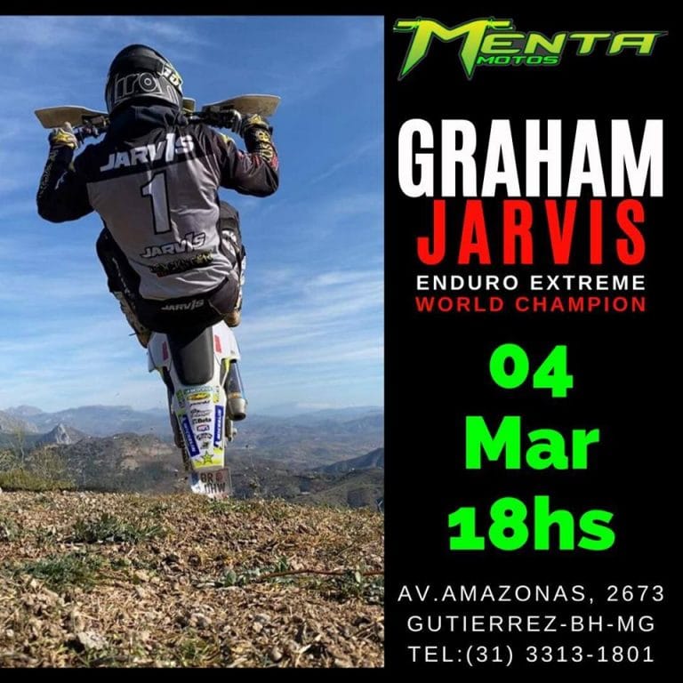 Graham Jarvis na loja Menta Motos hoje em BH