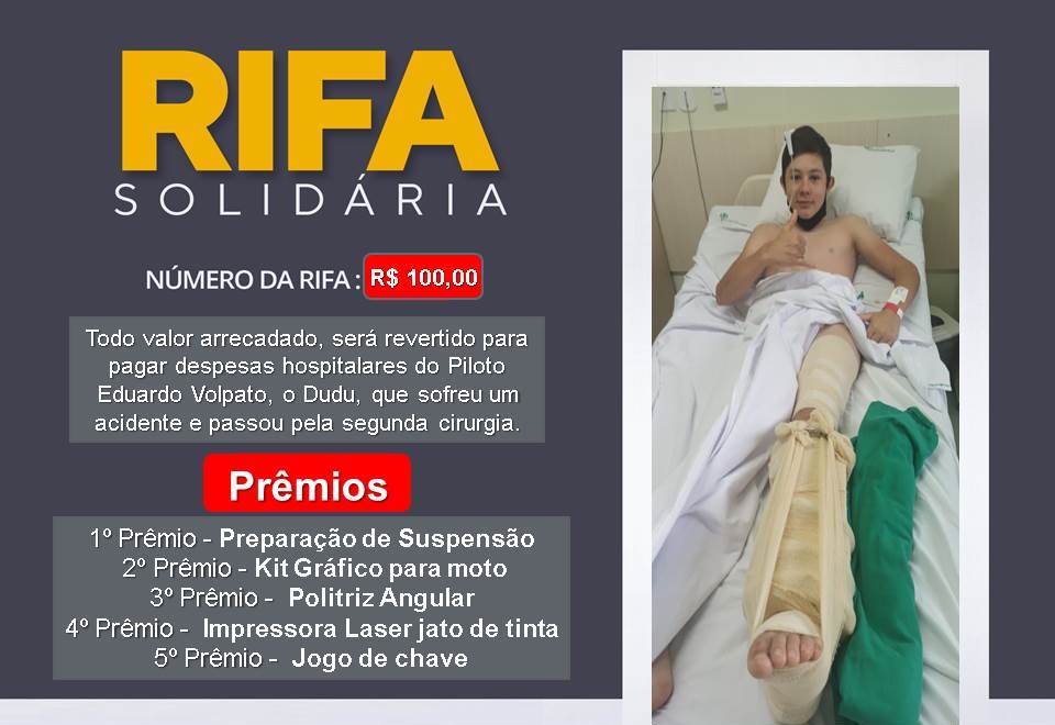 Projeto Dudu: Participe da Rifa Solid&aacute;ria em prol do piloto Paranaense