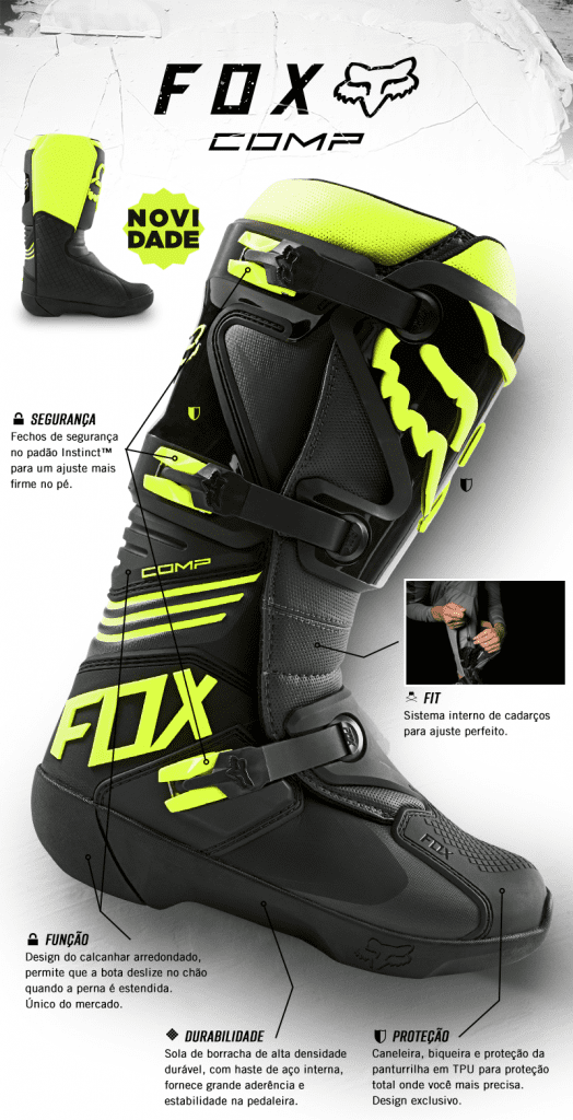 Botas Fox Racing Comp chegam com for&ccedil;a total ao mercado nacional