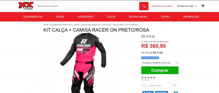 Conjuntos Racer Off Road em destaque na MX Parts