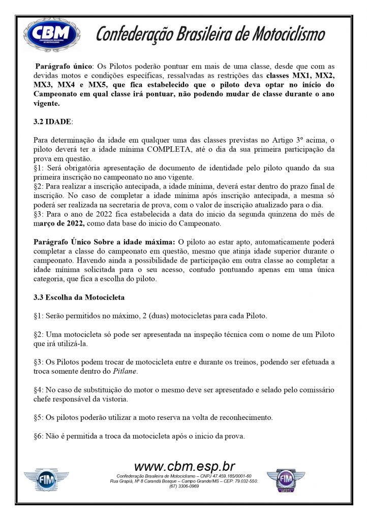 CBM divulga o regulamento do Brasileiro de Motocross 2022