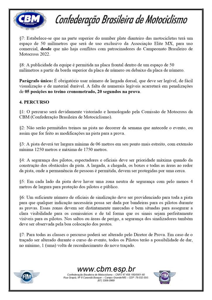 CBM divulga o regulamento do Brasileiro de Motocross 2022