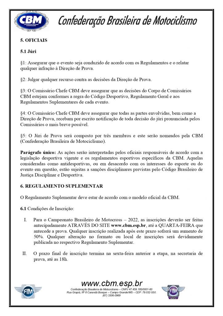 CBM divulga o regulamento do Brasileiro de Motocross 2022