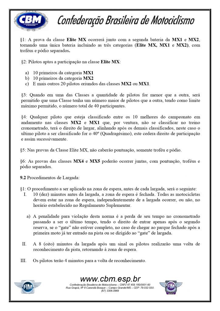 CBM divulga o regulamento do Brasileiro de Motocross 2022