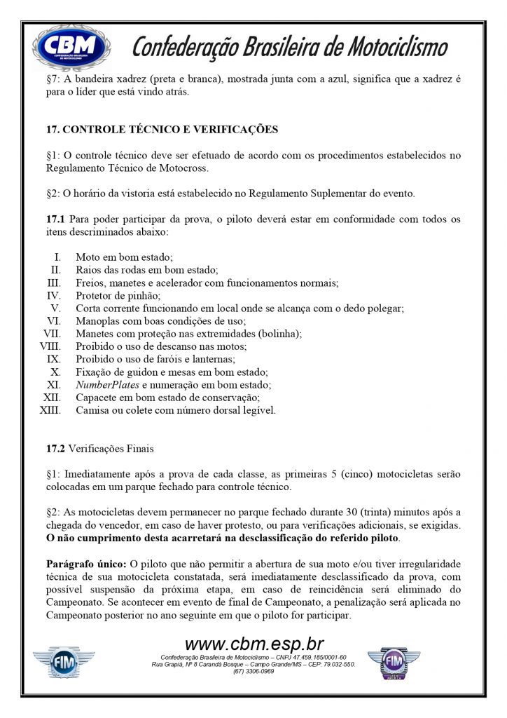 CBM divulga o regulamento do Brasileiro de Motocross 2022
