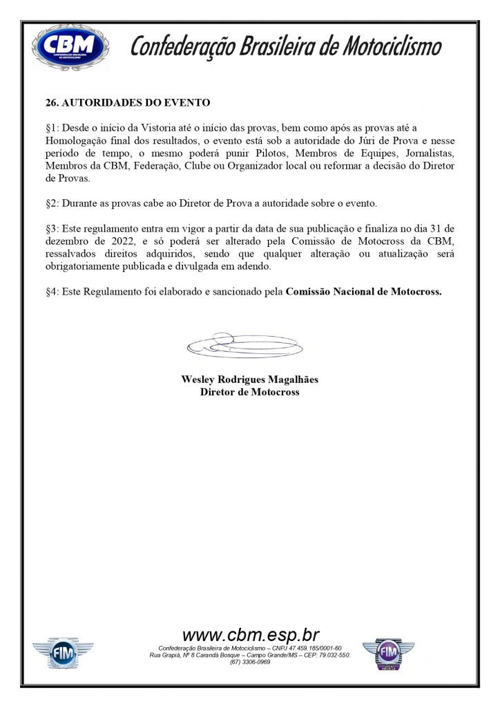 CBM divulga o regulamento do Brasileiro de Motocross 2022
