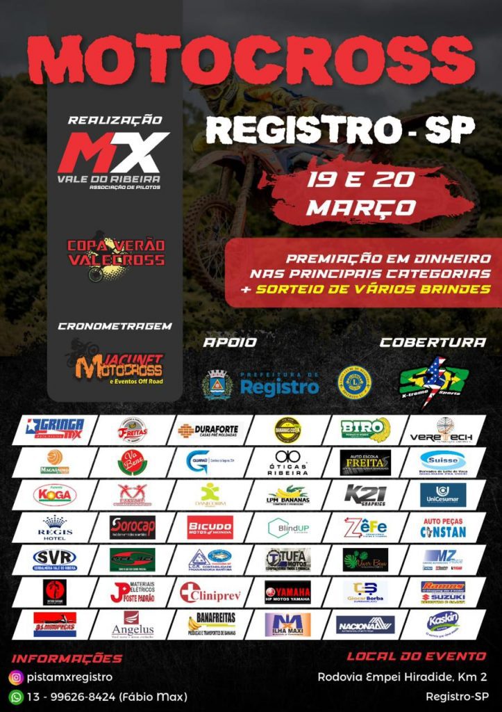 A cidade de Registro/SP recebe etapa da Copa Ver&atilde;o Valecross de MX, nos dias 19 e 20 de mar&ccedil;o, com cobertura Show Radical