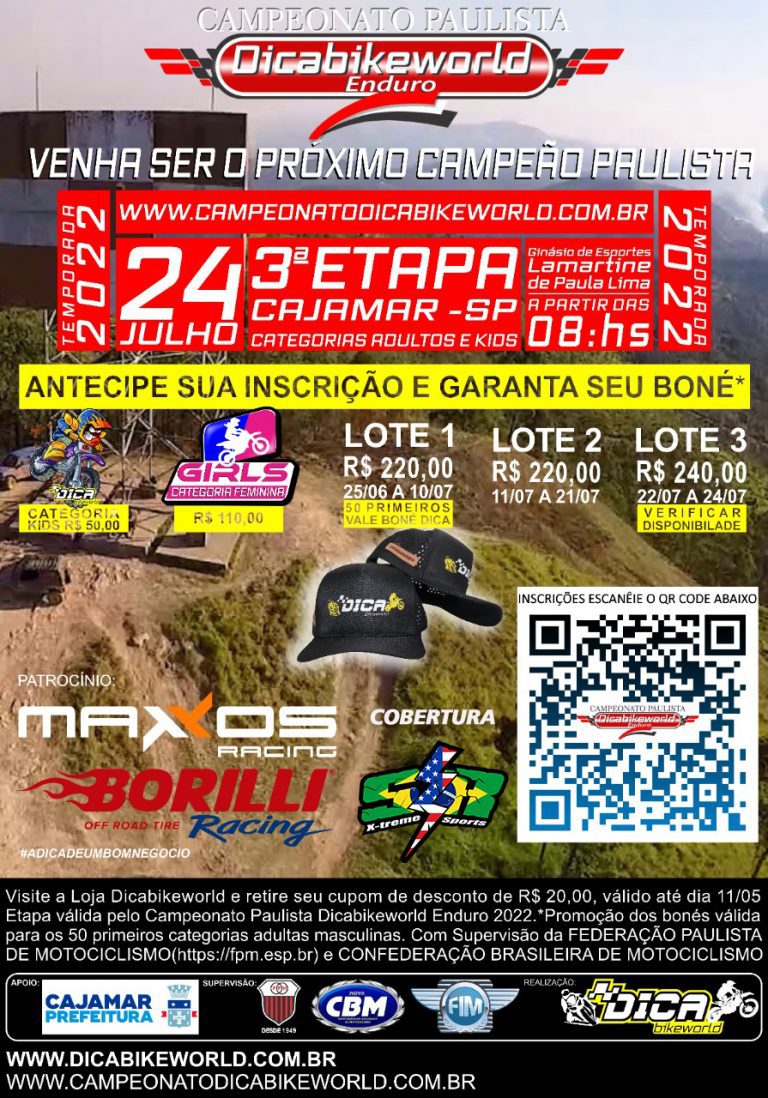 3ª etapa do Paulista Dicabikeworld de Enduro acontece em Cajamar/SP, no dia 24 de julho, com cobertura Show Radical