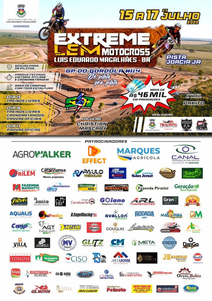 Extreme LEM Motocross, a competi&ccedil;&atilde;o que vai agitar o nordeste, acontece nos dias 15,16 e 17/07 em Lu&iacute;s Eduardo Magalh&atilde;es/BA, com cobertura Show Radical