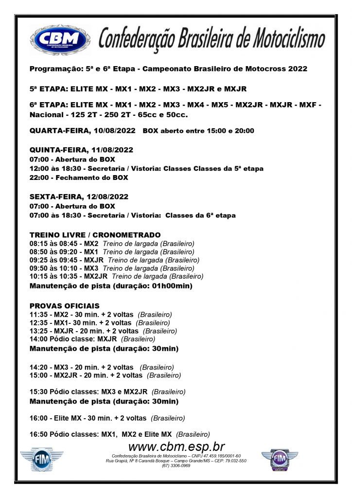 Transmiss&atilde;o AO VIVO da 5&ordf; etapa do BRMX e Goiano de MX | Morrinhos/GO