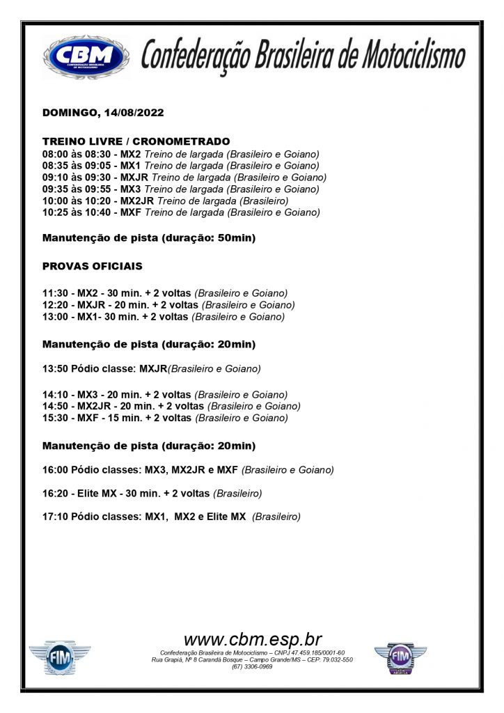 Transmiss&atilde;o AO VIVO da 5&ordf; etapa do BRMX e Goiano de MX | Domingo | Morrinhos/GO