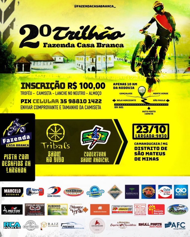 2ª edição do Trilhão Fazenda Casa Branca acontece no dia 23 de outubro, com cobertura Show Radical
