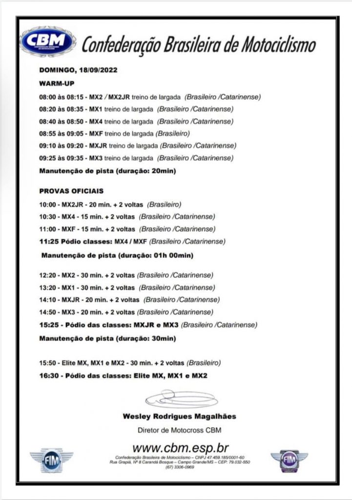 Rio Fortuna (SC) conhece neste s&aacute;bado os campe&otilde;es de quatro categorias do Brasileiro de Motocross