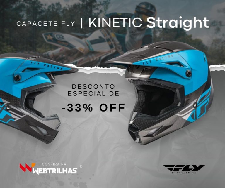 Destaque da semana Web Trilhas: Apresentamos o Capacete Fly Kinetic Straight, com mais de 30% de desconto.