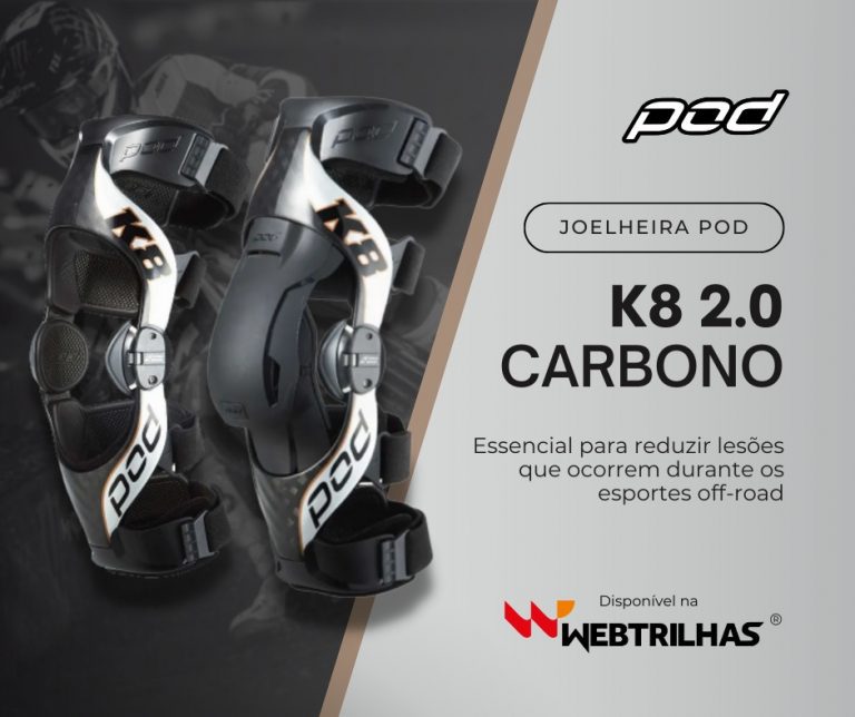 Destaque da semana Web Trilhas: Conheça a joelheira Pod K8 2.0 Carbono.