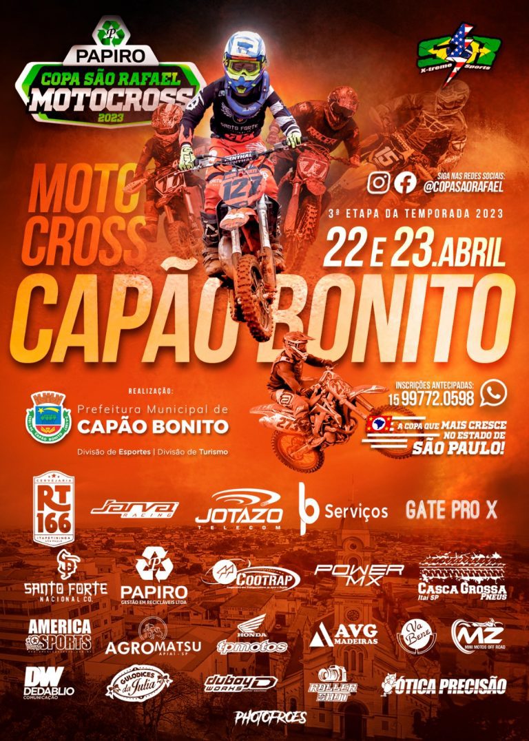 Capão Bonito/SP será o palco da 3ª etapa da Copa São Rafael Papiro de Motocross.