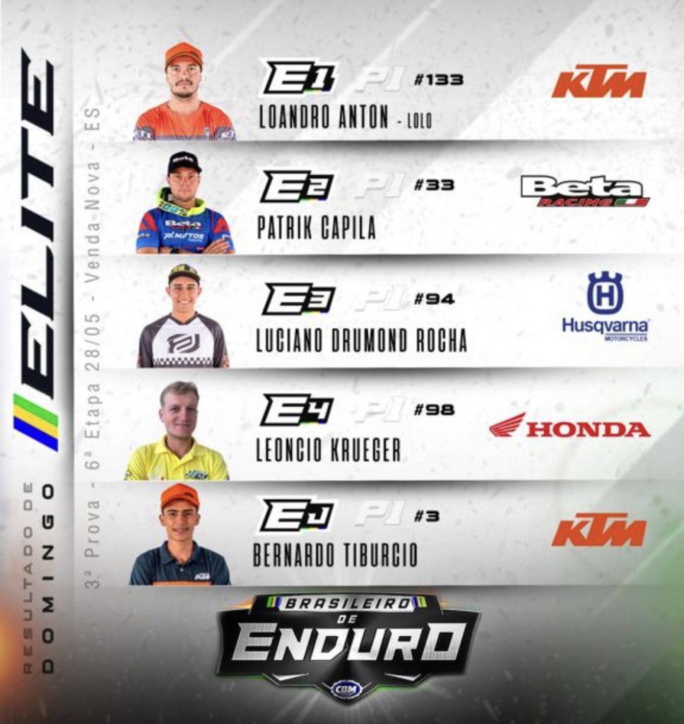 Patrick Capila vence o 2&ordm; dia da 3&ordm; rodada do Campeonato Brasileiro de Enduro no Esp&iacute;rito Santo
