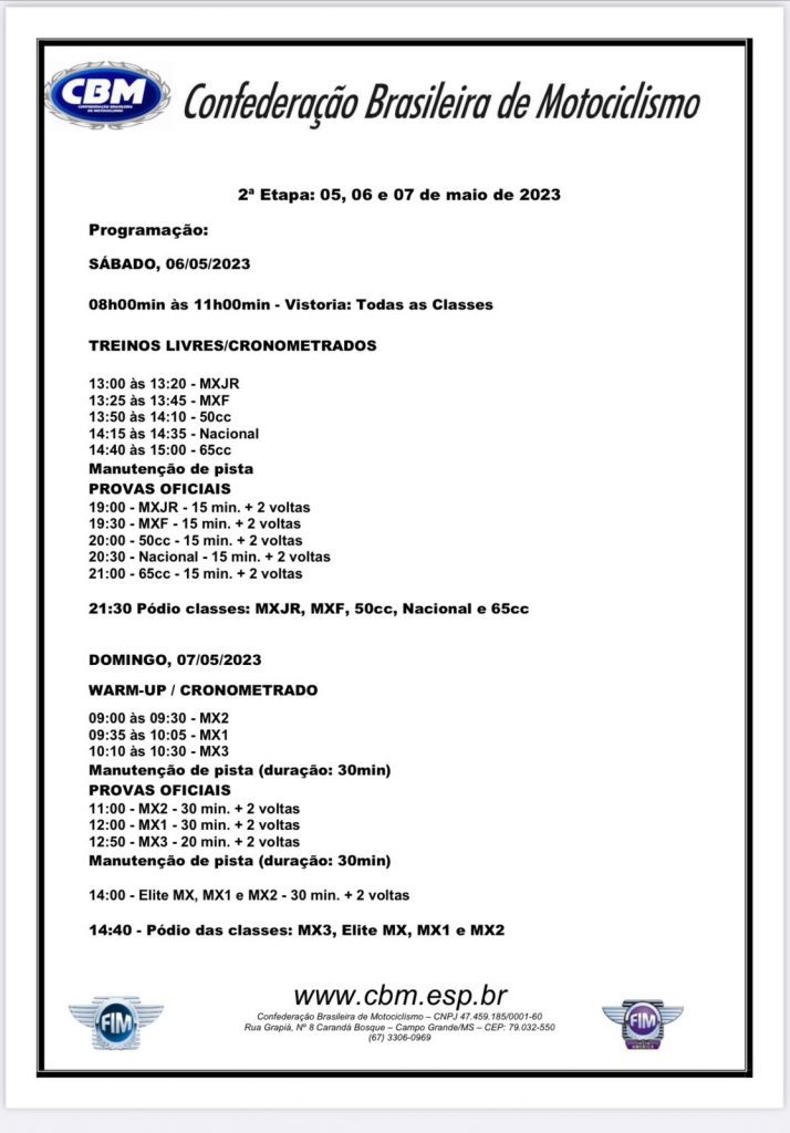BRMX resultados de s&aacute;bado | 2&ordm; etapa Ibirub&aacute;-RS