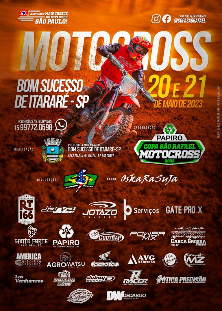 Copa São Rafael Papiro de Motocross desembarca em Bom Sucesso de Itararé/SP nos dias 20 e 21 para a 4ª etapa.