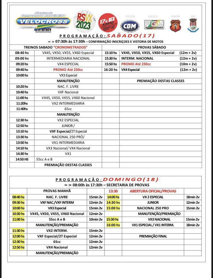 Assista AO VIVO a abertura do Brasileiro de Velocross, em Arroio do Meio/RS | S&aacute;bado