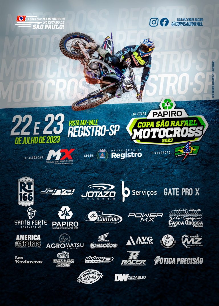 Registro/SP sedia a 6ª etapa da Copa Papiro São Rafael de Motocross nos dias 22 e 23 de julho