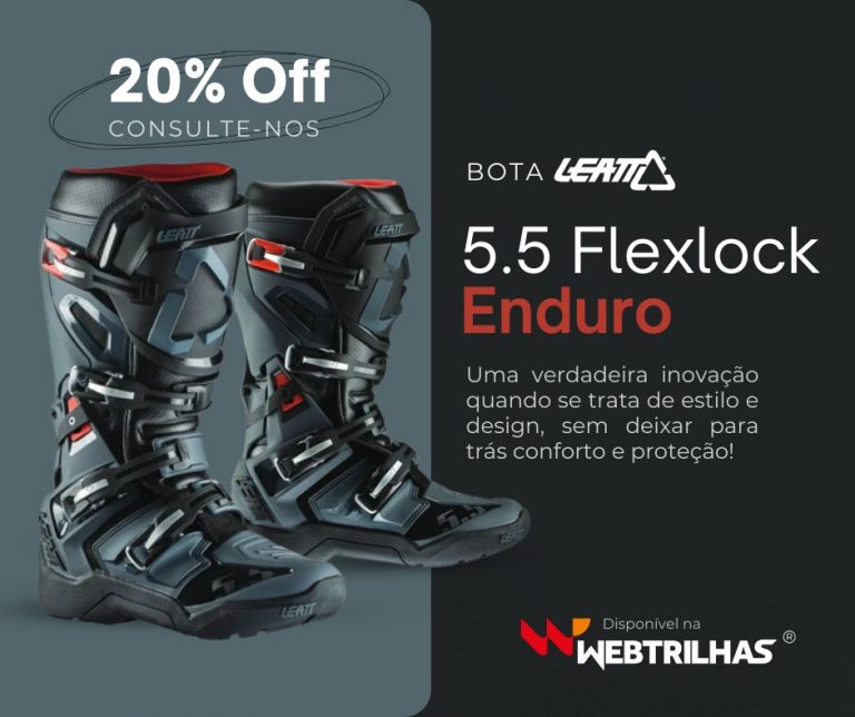 Bota Leatt 5.5 Flexlock Enduro com 20% OFF na Web Trilhas, confira!