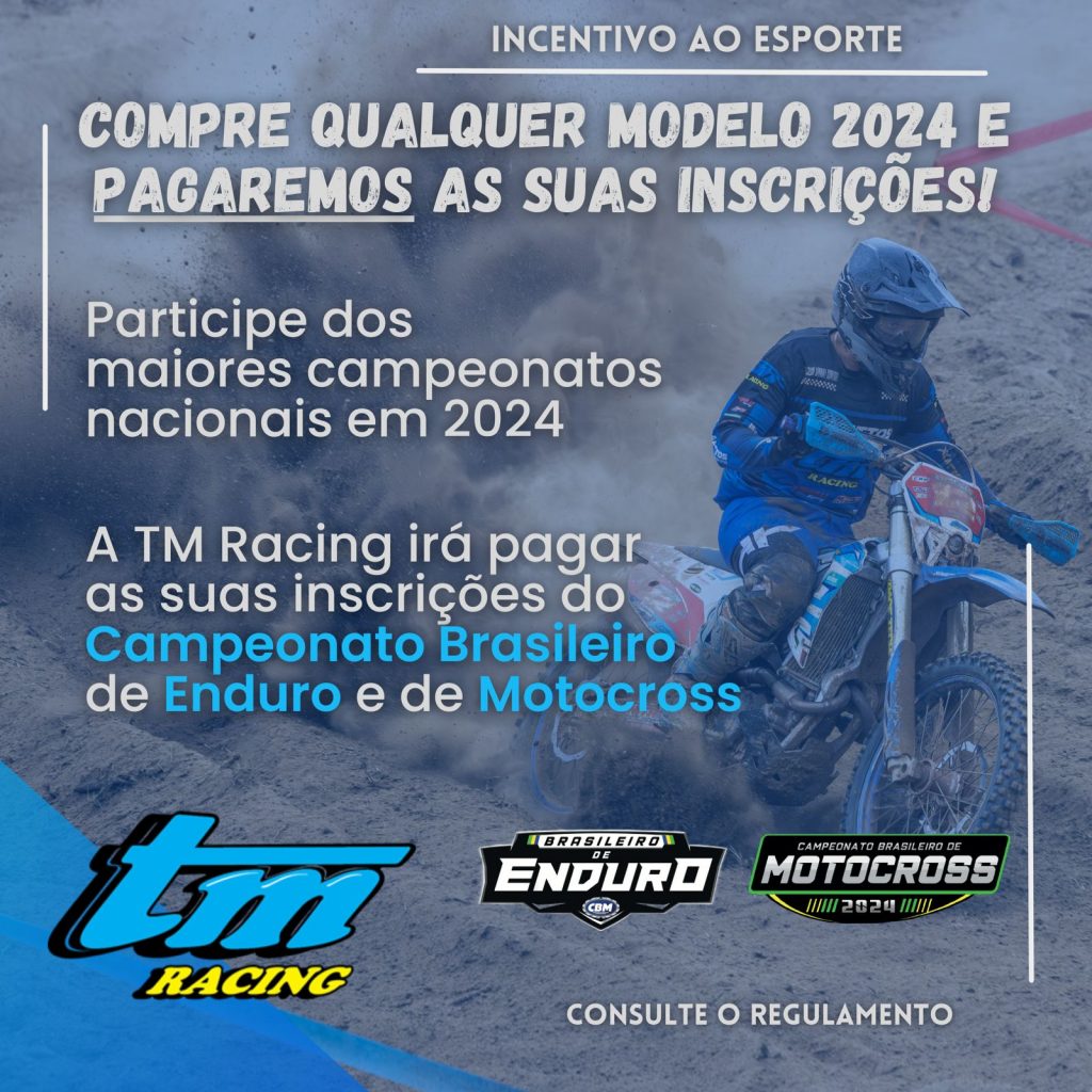 TM Racing Brasil apresenta programa de incentivo com inscri&ccedil;&atilde;o GR&Aacute;TIS aos pilotos do motocross e enduro