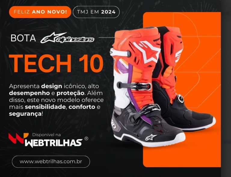 Destaque da semana Web Trilhas: Adquira a bota Alpinestars Tech 10, com condições especiais e entrega em todo o Brasil