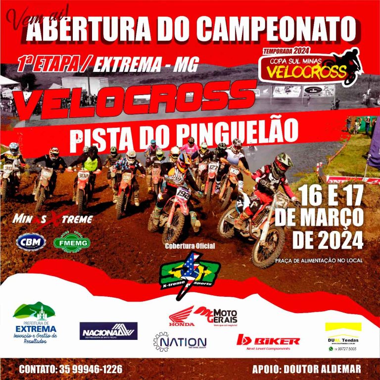 Nova data para 1º etapa da Copa Sul Minas de Velocross nesse fim de semana 16 e 17/03 em Extrema MG