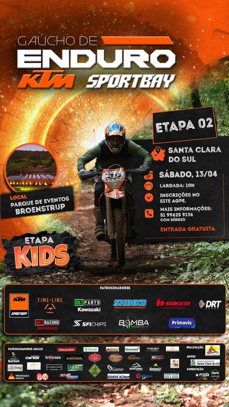 Gaúcho de Enduro realiza a segunda etapa em Santa Clara do Sul/RS, no dia 13 de abril