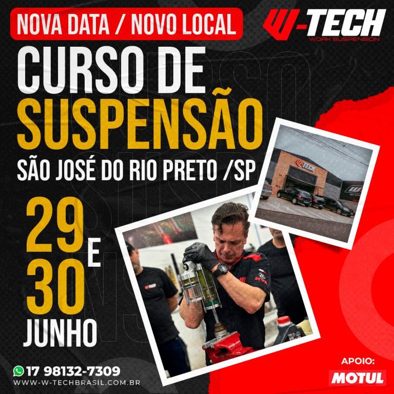 Curso de Suspensão em São José do Rio Preto/SP na sede da W-Tech – 29 e 30 de Junho