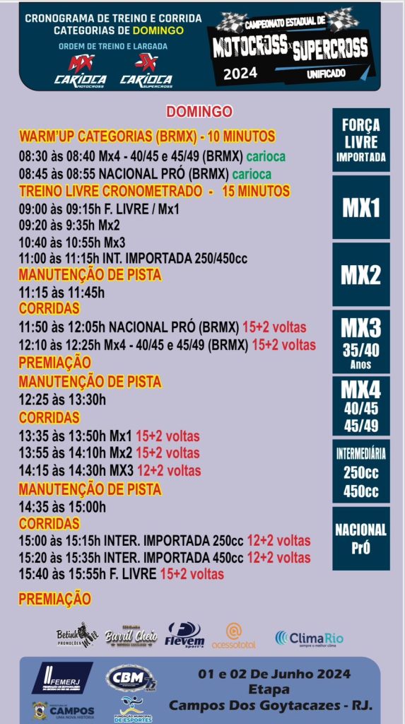 Campos dos Goytacazes recebe a 2&ordf; etapa do Carioca de MX, nos dias 1 e 2 de junho