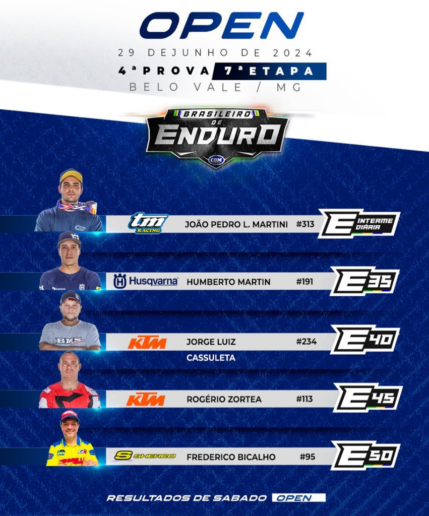 Primeiro dia de disputas na 4&ordf; etapa do Brasileiro de Enduro em Belo Vale, MG