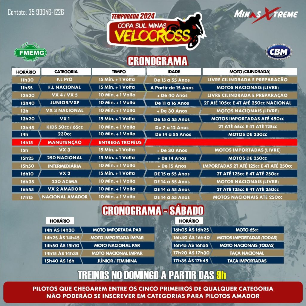 Copa Sul Minas de Velocross chega em Extrema/MG para a SUPER FINAL com mais de R$ 8 mil em premia&ccedil;&atilde;o! INSCREVA-SE