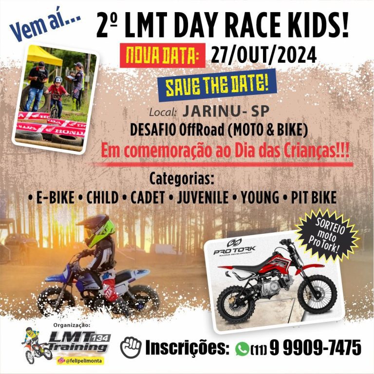 Felipe Limonta promove o 2º LMT Day Race Kids, no dia 27 de outubro, em Jarinu/SP