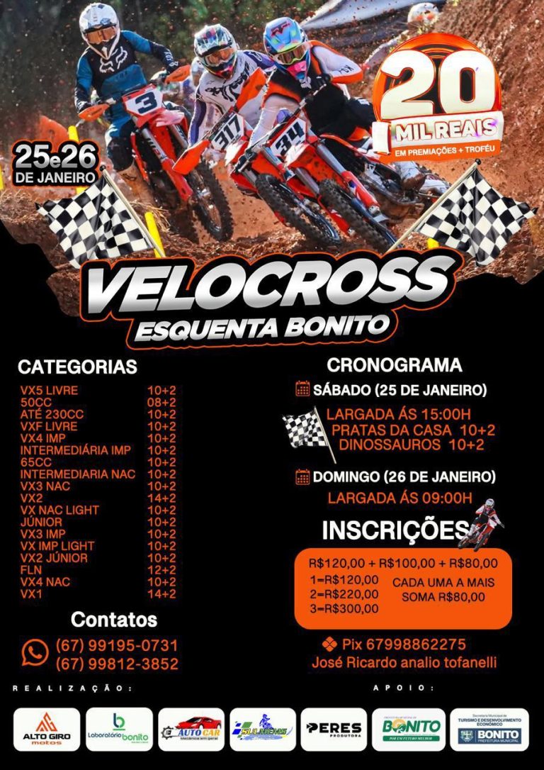 “Velocross Esquenta Bonito” abre a temporada do velocross Sul-matogrossense neste final de semana, em Bonito/MS