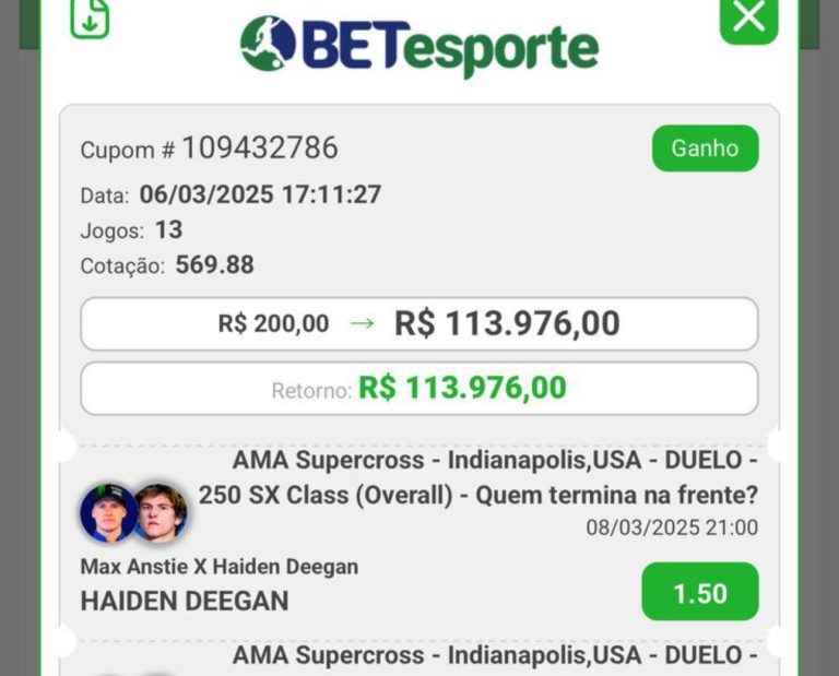 Aposta inesperada rende alta premiação na BetEsporte durante a etapa de Indianápolis do Supercross