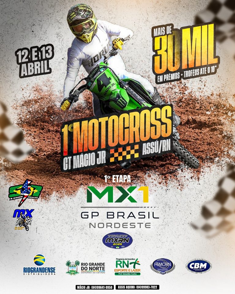 1º Motocross CT Mácio JR movimenta Assú-RN nos dias 12 e 13 de abril com mais de R$30 mil em premiações