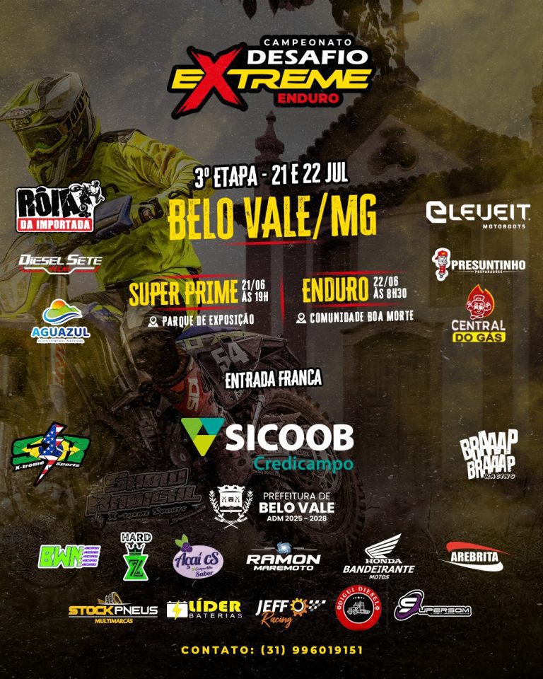 Desafio Extreme de Enduro chega a Belo Vale (MG) para a 3ª etapa nos dias 21 e 22 de junho