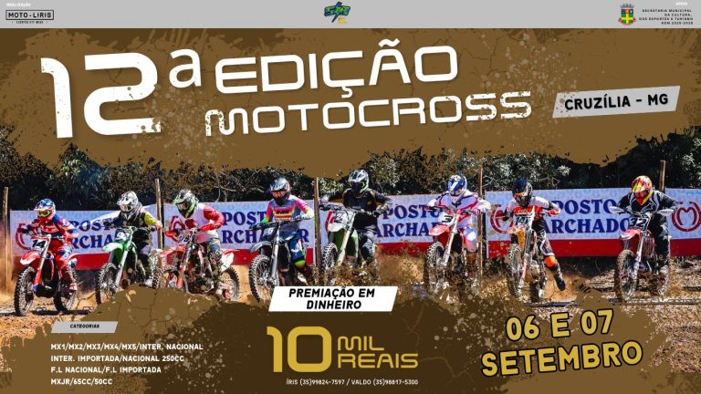 Inscrições abertas para a 12ª edição do Motocross de Cruzília/MG, garanta a sua vaga!