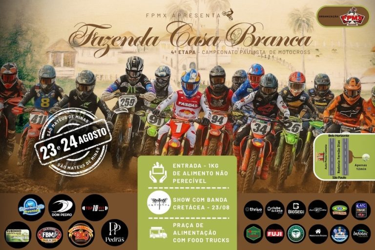 Em evento inédito, o distrito de São Mateus de Minas recebe a 4ª etapa do Campeonato Paulista de Motocross, nos dias 23 e 24 de agosto, com cobertura Show Radical