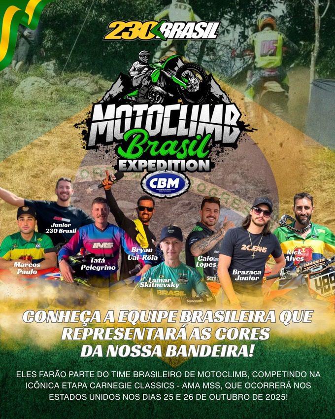Brasil estreia no MotoClimb Super Series com equipe de cinco pilotos no Carnegie Classics 2025, nos EUA