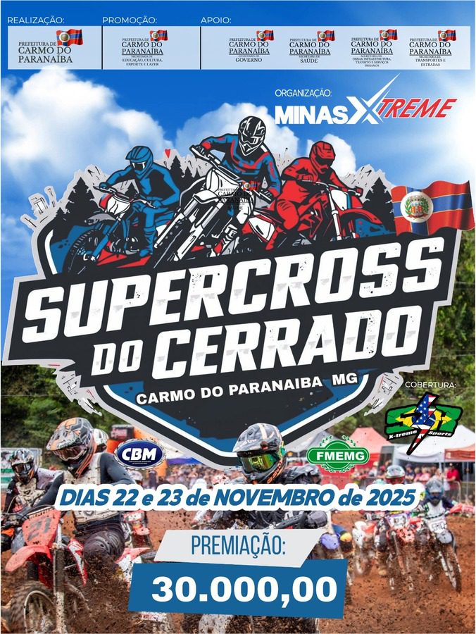 Com R$30 mil em premiação, Supercross do Cerrado agita Carmo do Paranaíba/MG nos dias 22 e 23 de novembro com cobertura Show Radical