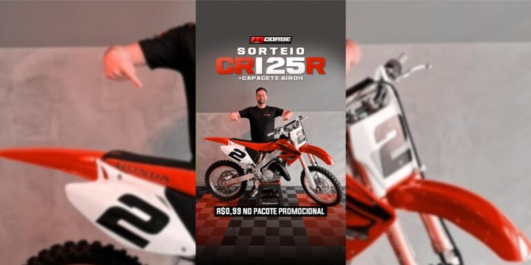 SORTEIO: concorra a uma CR 125 por apenas R$0,99! CLIQUE E SAIBA MAIS