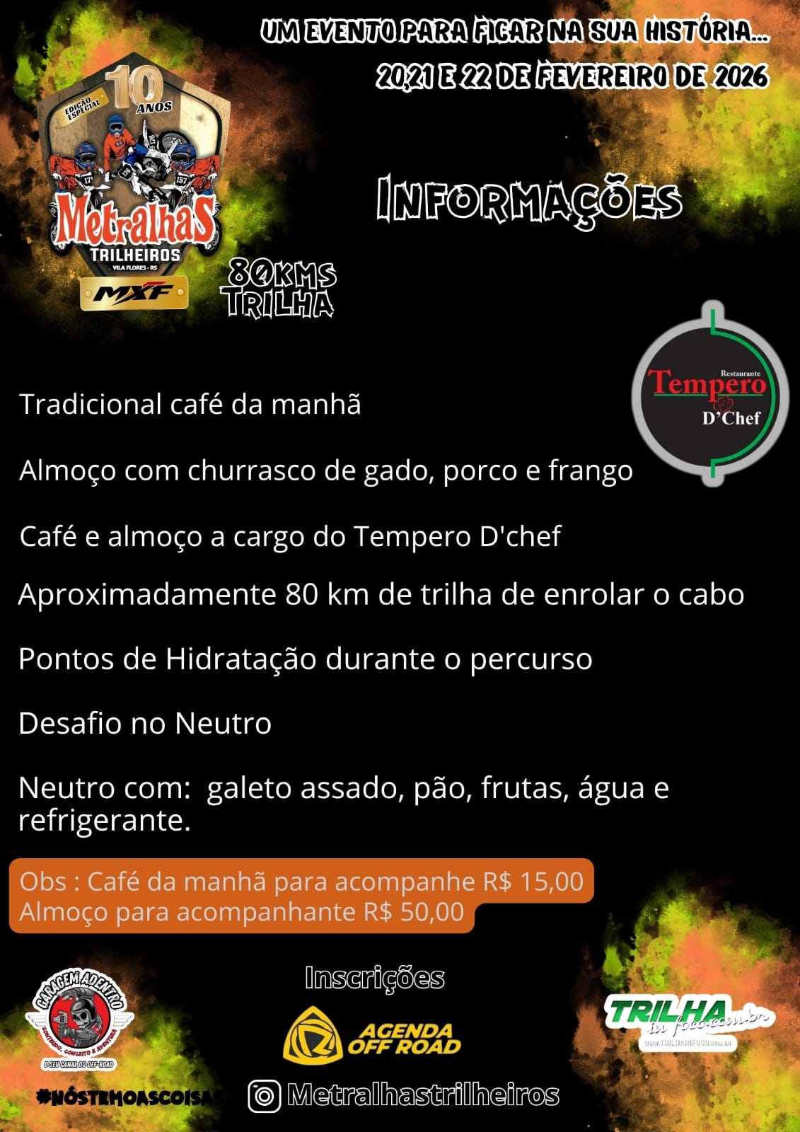 10&ordf; Trilha Metralhas e 3&ordm; Passeio Kids em Vila Flores/RS ter&aacute; sorteio de 10 motos 0km! Inscreva-se