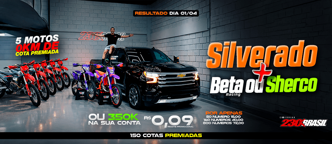 230 Brasil lança Silverado + moto Beta ou Sherco e benefícios exclusivos para leitores do Show Radical