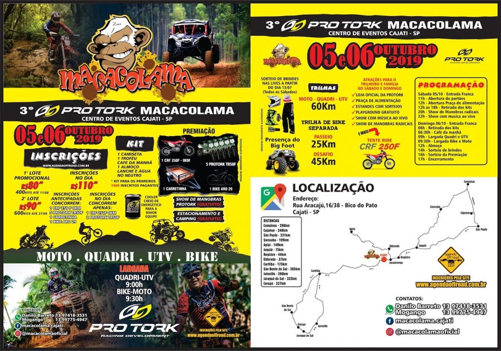 Inscri&ccedil;&otilde;es antecipadas para o 3&ordm; Pro Tork Macacolama encerram na quarta-feira (2)